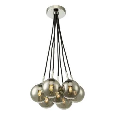 Elpis 7 Light Cluster in Polished Chrome & Smoked Glass