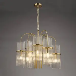 Eniola 9 Light Natural Brass & Glass Ceiling Pendant