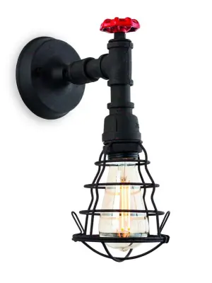 Factory Single Wall Light in Rustic Black Finish