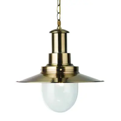 Fisherman Pendant 1 Light Large Pendant Antique Brass With Seeded Glass