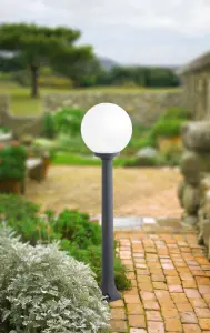 Giaffa Black Post Light with Opal Globe