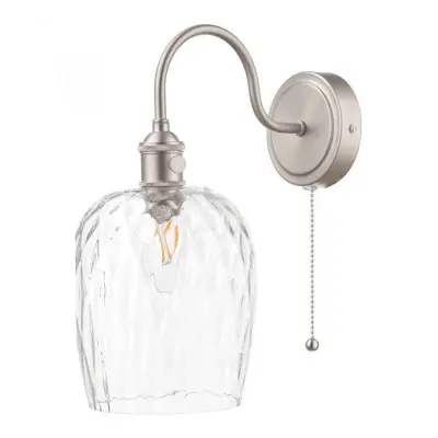 Hadano Antique Chrome Wall Light With Dimpled Glass Shade