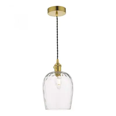 Hadano Pendant in Natural Brass With Dimpled Glass Shade