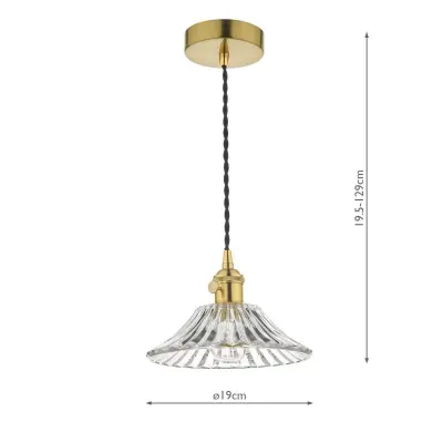 Hadano Pendant in Natural Brass With Flared Glass Shade