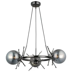 Harvey 3 Light Brushed Black Chrome Pendant