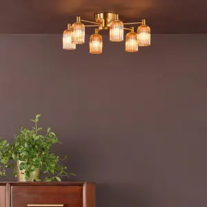 Hilaria 6 Light Flush Fitting in Antique Gold