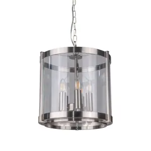 Hudson 5 Light Glass Pendant in Satin Chrome