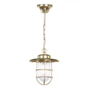 Humber Natural Brass Outdoor Pendant IP44