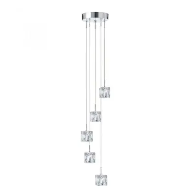Ice Cube Dimmable LED 5 Light Multi-Drop Chrome