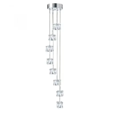 Ice Cube Dimmable LED 8 Light Multi-Drop Chrome