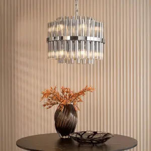 Imani 12 Light Polished Chrome & Smoked Glass Pendant