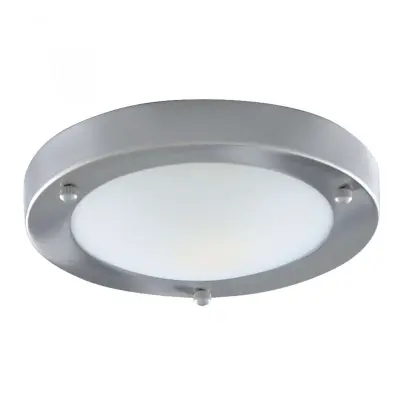IP44 Satin Silver Flush Fitting with Domed Glass Diffuser