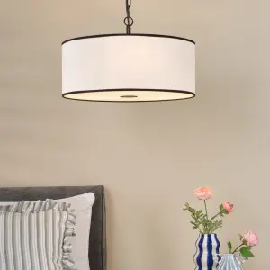 Jemima 3 Light White & Black Pendant