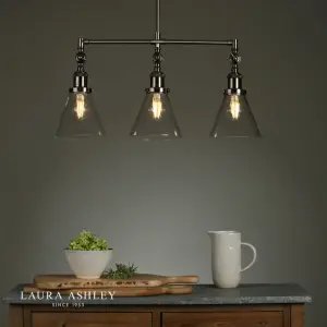 Isaac 3 Light Bar Pendant in Satin Nickel