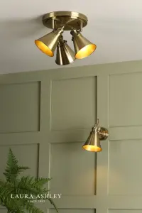 Rufus 3 Light Antique Brass Spotlight
