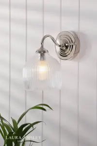 Charissa Polished Chrome & Ribbed Glass Wall Light