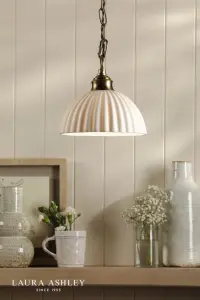 Durford Small Pendant in Matt Antique Brass and White Ceramic Shade