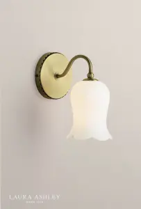 Lidsell Antique Brass Wall Fitting with Opal Glass