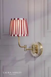 Denwick Antique Brass Wall Light C/W Red Shade