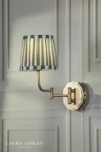 Denwick Antique Brass Wall Light C/W Green Shade