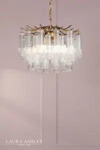 Penlee 4 Light Antique Brass Ceiling Pendant with Ribbed Glass