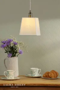 Porcelain Square Cream & Brass Single Pendant