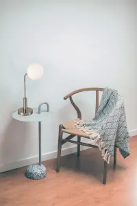 Lando Satin Chrome Table Lamp With Opal Shade