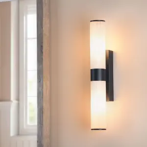 Lars Matt Black Up & Down Bathroom Wall Light