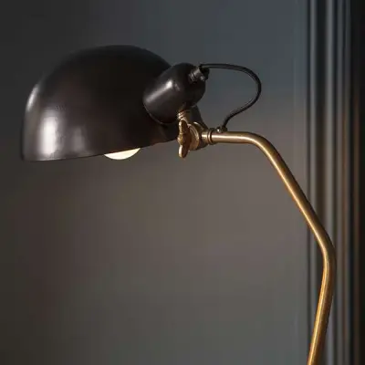 Largo Floor Lamp in Satin Black & Aged Brass Finish