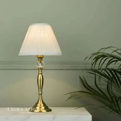 Laura Ashley Ellis Antique Brass Spindle Table Lamp with Ivory Shade