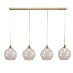 Lewis 4 Light Bar Pendant in Antique Brass & Clear Glass