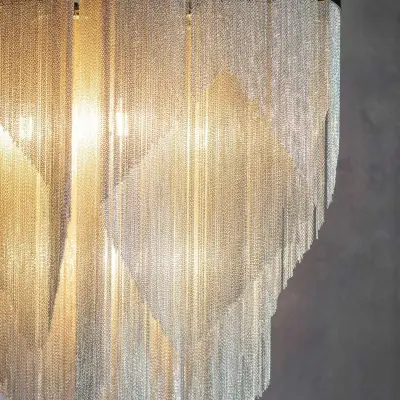 Loire 7 Light Pendant with Bright Nickel & Silver Chain