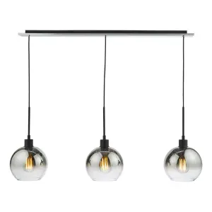 Lycia 3 Light Bar Pendant in Matt Black with Ombre Glass