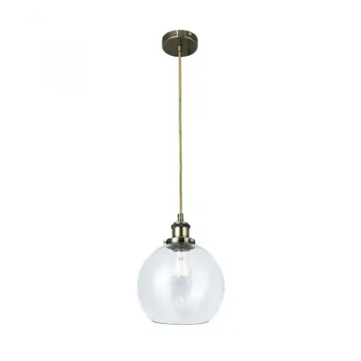 Lewis Small Glass Ball Pendant Antique Brass