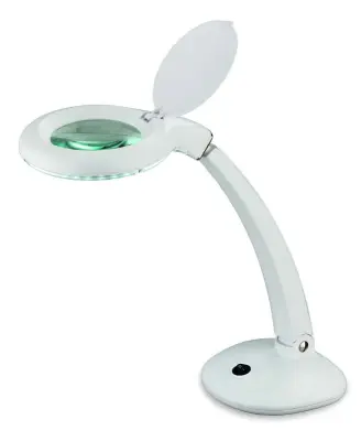 Magnifying LED Table Lamp in White Finish