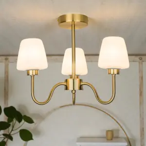 Marina 3 Light Satin Brass Ceiling Light