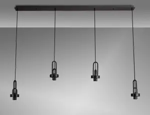 Meel 4 Light Matt Black Bar Pendant