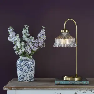 Maude Natural Brass & Ribbed Glass Table Lamp