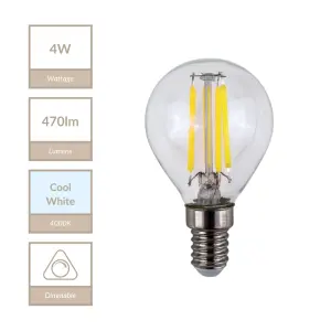 4W E14 Dimmable Golf Ball Bulb in Cool White