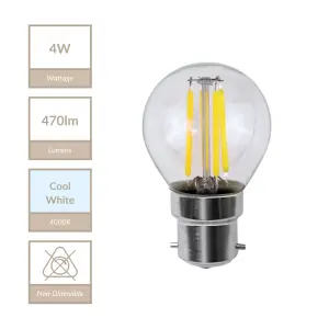 4W B22 Non Dimmable Golf Ball Bulb in Cool White