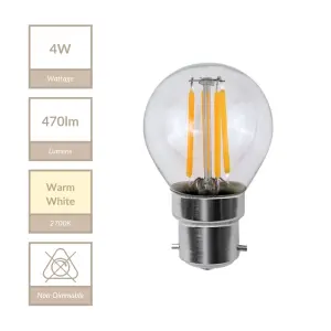 4W B22 Non Dimmable Golf Ball Bulb in Warm White