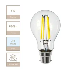 6W B22 Non Dimmable Bulb in Cool White