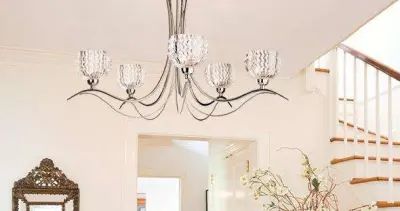 Modern Polished Chrome Chandelier With Multi Arms