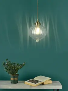Mya Antique Brass & Glass Pendant
