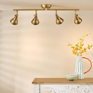 Nataniel 4 Light Aged Brass Spotlight Bar