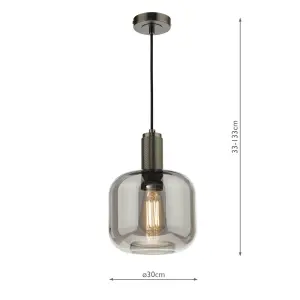 Nikolas Antique Chrome Pendant With Smoked Glass Shade