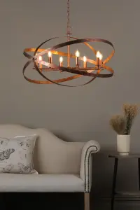 Nitya 8 Light Mottled Copper Pendant