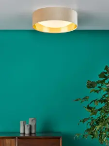 Nysa 2 Light 40cm Flush Fitting with Taupe Velvet Shade