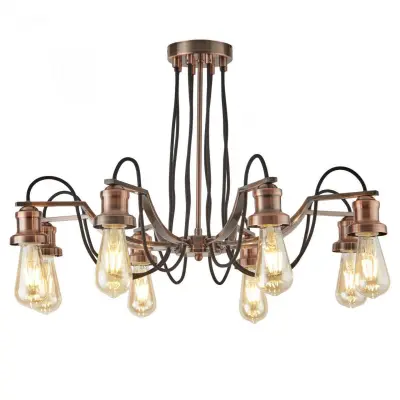 Olivia, 8 Light Ceiling Fitting, Black Braided Fabric Cable