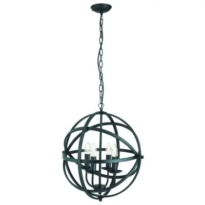 Orbit 4 Light Cage Frame Orb Pendant Matt Black